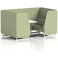 Brixworth 4 Seater Booth with Table, White Legs, White/Silver Table, Rivet Fabric, Burnish Panels And Sofa