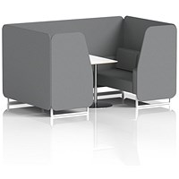 Brixworth 4 Seater Booth with Table, White Legs, White/Silver Table, Synergy Fabric, Partner Panels And Sofa