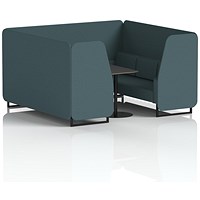 Brixworth 6 Seater Booth with Table, Black Legs, Black Table, X2 Fabric, Polygon Panels And Sofa