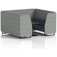 Brixworth 6 Seater Booth with Table, Black Legs, Black Table, Rivet Fabric, Prime Panels And Crucible Sofa