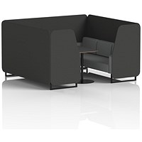 Brixworth 6 Seater Booth with Table, Black Legs, Black Table, Synergy Fabric, Mix Panels And Partner Sofa