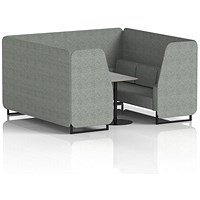 Brixworth 6 Seater Booth with Table, Black Legs, Grey/Black Table, Rivet Fabric, Prime Panels And Sofa