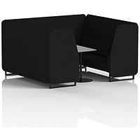 Brixworth 6 Seater Booth with Table, Black Legs, Grey/Black Table, X2 Fabric, Diameter Panels And Sofa