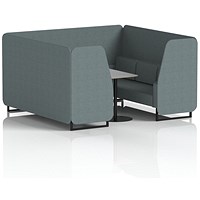 Brixworth 6 Seater Booth with Table, Black Legs, Grey/Black Table, Main Line Flax Fabric, Westminster Panels And Sofa