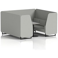 Brixworth 6 Seater Booth with Table, Black Legs, Grey/Black Table, Sumi Fabric, Tokyo Panels And Sofa