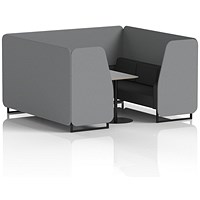 Brixworth 6 Seater Booth with Table, Black Legs, Grey/Black Table, Synergy Fabric, Partner Panels And Mix Sofa