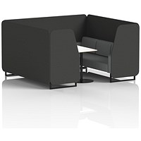 Brixworth 6 Seater Booth with Table, Black Legs, White/Black Table, Synergy Fabric, Mix Panels And Partner Sofa