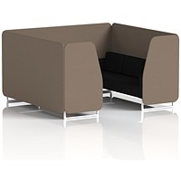 Brixworth 6 Seater Booth, White Legs, X2 Fabric, Theory Panels And Diameter Sofa