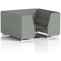 Brixworth 6 Seater Booth with Table, White Legs, Black/Silver Table, Rivet Fabric, Prime Panels And Sofa