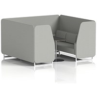 Brixworth 6 Seater Booth with Table, White Legs, Black/Silver Table, Sumi Fabric, Tokyo Panels And Sofa