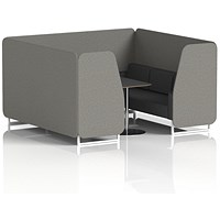 Brixworth 6 Seater Booth with Table, White Legs, Black/Silver Table, X2 Fabric, Number Panels And Arithmetic Sofa