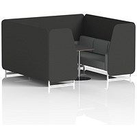 Brixworth 6 Seater Booth with Table, White Legs, Black/Silver Table, Synergy Fabric, Mix Panels And Partner Sofa