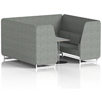 Brixworth 6 Seater Booth with Table, White Legs, Grey/Silver Table, Rivet Fabric, Prime Panels And Sofa