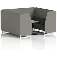 Brixworth 6 Seater Booth with Table, White Legs, Grey/Silver Table, X2 Fabric, Number Panels And Arithmetic Sofa