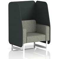 Brixworth 1 Seater Open Booth, White Legs, Rivet Fabric, Charcoal Panels And Vitreous Sofa