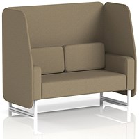 Brixworth 2 Seater Open Booth, White Legs, Main Line Flax Fabric, Bank Panels And Sofa