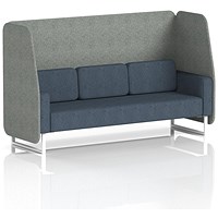 Brixworth 3 Seater Open Booth, White Legs, Rivet Fabric, Prime Panels And Crucible Sofa