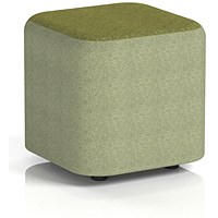 Harlestone Small Square Stool, In Rivet Fabric, Burnish Body Olive Top