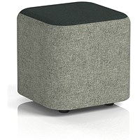 Harlestone Small Square Stool, In Rivet Fabric, Vitreous Body Charcoal Top