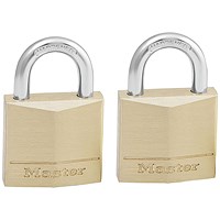 Master Lock 30mm Brass Padlock with 2 Keys, Pack of 2