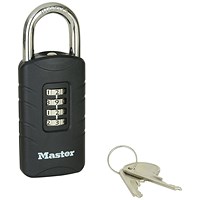 Master Lock Combi Padlock With Override Key, 27mm, Black