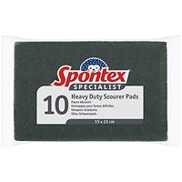 Spontex Specialist Heavy Duty Pads, 150x230mm, Green, Pack of 10