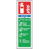 Safety Sign Dry Powder Fire Extinguisher, 300x100mm, Self Adhesive