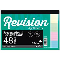 Silvine 48 Revision Notecard Pad Lined Multi-Coloured (Pack of 960)