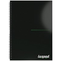 Silvine Luxpad Recycled Professional Wirebound Notebook, A4, Ruled & Perforated, 160 Pages, Black, Pack of 5