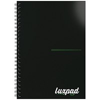 Silvine Luxpad Recycled Professional Wirebound Notebook, A5, Ruled & Perforated, 160 Pages, Black, Pack of 5