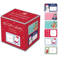 Self-Adhesive Cute Christmas Gift Labels, 80 Labels Per Box, Pack of 24