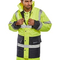 Beeswift Two Tone Traffic Jacket, Saturn Yellow & Navy Blue, 4XL