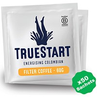 Truestart Energising Colombian Filter Coffee Sachets, 60g, Pack of 50