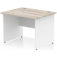 Impulse 1000mm Two-Tone Rectangular Desk, White Panel End Leg, Grey Oak