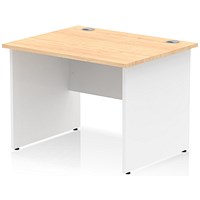 Impulse 1000mm Two-Tone Rectangular Desk, White Panel End Leg, Maple