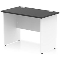 Impulse 1000mm Two-Tone Slim Rectangular Desk, White Panel End Leg, Black