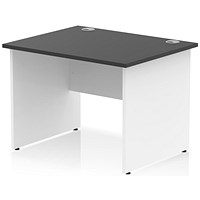 Impulse 1000mm Two-Tone Rectangular Desk, White Panel End Leg, Black