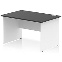 Impulse 1200mm Two-Tone Rectangular Desk, White Panel End Leg, Black