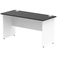 Impulse 1400mm Two-Tone Slim Rectangular Desk, White Panel End Leg, Black