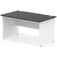 Impulse 1400mm Two-Tone Rectangular Desk, White Panel End Leg, Black