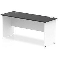 Impulse 1600mm Two-Tone Slim Rectangular Desk, White Panel End Leg, Black