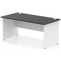 Impulse 1600mm Two-Tone Rectangular Desk, White Panel End Leg, Black