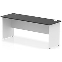 Impulse 1800mm Two-Tone Slim Rectangular Desk, White Panel End Leg, Black