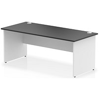 Impulse 1800mm Two-Tone Rectangular Desk, White Panel End Leg, Black