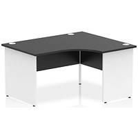 Impulse 1400mm Two-Tone Corner Desk, Right Hand, White Panel End Leg, Black