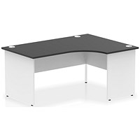 Impulse 1600mm Two-Tone Corner Desk, Right Hand, White Panel End Leg, Black