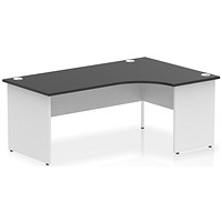 Impulse 1800mm Two-Tone Corner Desk, Right Hand, White Panel End Leg, Black