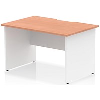 Impulse 1200mm Two-Tone Scalloped Edge Rectangular Desk, White Panel End Legs, Beech