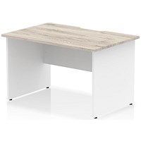 Impulse 1200mm Two-Tone Scalloped Edge Rectangular Desk, White Panel End Legs, Grey Oak