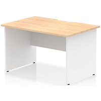 Impulse 1200mm Two-Tone Scalloped Edge Rectangular Desk, White Panel End Legs, Maple